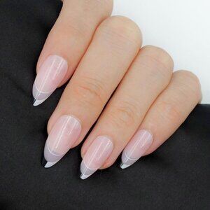Black and White nude French manicure press on nails fake nails